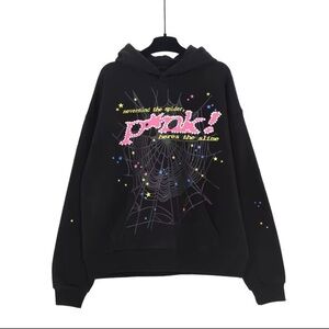 Spider black Graphic Hooded Sweatshirt with Black & pink Print